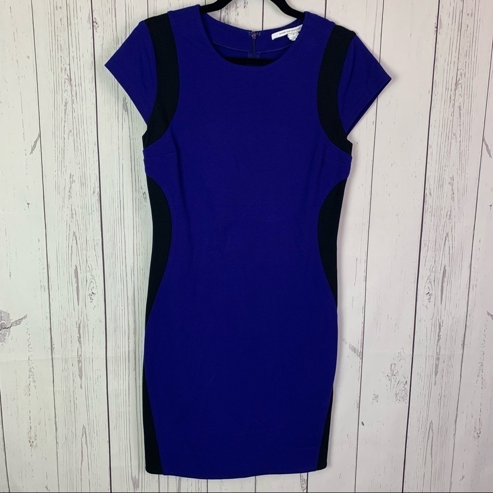 DVF | blue black dress